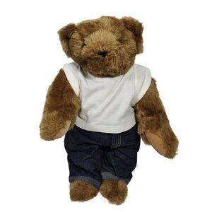 Vtg Vermont Teddy Bear Wearing White Tee and Denim Jeans with Mom Tattoo 15 in